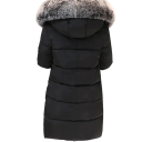 Giacca invernale da donna con cappuccio in pelliccia sintetica Giacca imbottita calda Parka lunga con tasche Cappotto elegante per il freddo 2