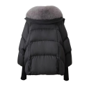 Giacca invernale da donna con colletto in pelliccia Chiusura con zip Materiale morbido e caldo Poliestere cotone Tasche per le mani Giacca elegante per l'inverno 5
