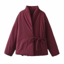 Giacca invernale da donna con scollo a V Giacca elegante in poliestere Chiusura laterale con lacci Vestibilità comoda Cappotto invernale 13