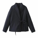 Giacca invernale da donna con scollo a V Giacca elegante in poliestere Chiusura laterale con lacci Vestibilità comoda Cappotto invernale 11