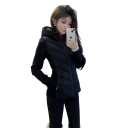 Giacca invernale da donna Giacca in poliestere con zip e cappuccio Cappotto caldo e comodo per il freddo Giacca invernale calda per l'uso quotidiano 5