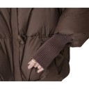 Giacca invernale da donna imbottita con colletto in pelliccia, zip e bottoni a clip con polsini a maglia e tasche a pattina 16