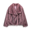 Giacca invernale da donna in poliestere Pelliccia calda con peli lunghi Giacca elegante con colletto Abbigliamento invernale da donna 10