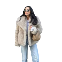 Giacca invernale da donna in poliestere Pelliccia calda con peli lunghi Giacca elegante con colletto Abbigliamento invernale da donna 5