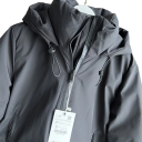 Giacca invernale da donna nera con cappuccio chiusura con zip in poliestere tasche per le mani calda comoda giacca invernale cappotto elegante 2