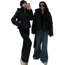 Giacca invernale da donna nera con cappuccio chiusura con zip in poliestere tasche per le mani calda comoda giacca invernale cappotto elegante 5
