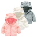 Giacca invernale da ragazza con zip in peluche con cappuccio a orecchie Cappottino caldo in cotone e poliestere per bambini 3