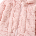 Giacca invernale da ragazza con zip in peluche con cappuccio e motivo orsetti Giacca calda in poliestere per piccole signorine 4