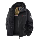 Giacca invernale da uomo in cashmere resistente al vento con cappuccio, chiusura con zip, tasche pratiche, giacca invernale calda per i periodi freddi, vestibilità comoda 2