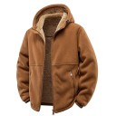 Giacca invernale da uomo Realizzata in materiale antivento Chiusura con zip Tasche pratiche Cappuccio Fodera in cashmere Indossabilità calda e confortevole per il periodo invernale 6
