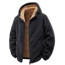 Giacca invernale da uomo Realizzata in materiale antivento Chiusura con zip Tasche pratiche Cappuccio Fodera in cashmere Indossabilità calda e confortevole per il periodo invernale 4