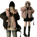 Giacca invernale reversibile da donna con cappuccio Giacca calda con zip e lato in pelliccia e tasche Elegante cappotto invernale per un comfort ottimale 9