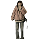 Giacca invernale reversibile da donna con cappuccio Giacca calda con zip e lato in pelliccia e tasche Elegante cappotto invernale per un comfort ottimale 3