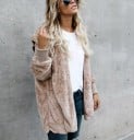 Giacca leggera da donna per la primavera con cappuccio Vestibilità ampia senza chiusura Superficie in pile morbido Tasche frontali Maniche 12