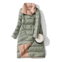 Giacca lunga da donna in piuma reversibile 7