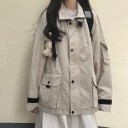 Giacca oversize da donna con colletto alto Chiusura con zip e bottoni a pressione Grandi tasche con patta Tasca sul braccio Poliestere 4