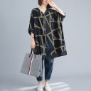 Giacca primavera donna oversize Vestibilità lunga e ampia Maniche ampie Motivo geometrico Orli trasparenti Chiusura con zip Poliestere e cotone 3
