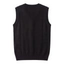 Gilet a maglia con scollo a V maglione senza maniche da indossare sopra la testa con bordi a coste e ampio orlo a coste unisex 10
