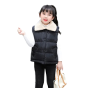 Gilet d'hiver en coton pour enfants avec col Gilet uni sans manches pour garçons et filles Avec poches et doublure en peluche Fermeture à pressions 2