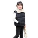 Gilet d'hiver en coton pour enfants avec col Gilet uni sans manches pour garçons et filles Avec poches et doublure en peluche Fermeture à pressions 3