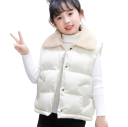 Gilet d'hiver en coton pour enfants avec col Gilet uni sans manches pour garçons et filles Avec poches et doublure en peluche Fermeture à pressions 7