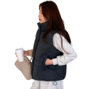 Gilet d'hiver pour femmes avec col roulé et fermeture éclair Gilet uni et chaud avec poches en coton et polyester Accessoire stylé pour les jours froids 3