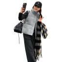 Gilet d'hiver pour femmes avec col roulé et fermeture éclair Gilet uni et chaud avec poches en coton et polyester Accessoire stylé pour les jours froids 7