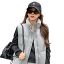 Gilet d'hiver pour femmes avec col roulé et fermeture éclair Gilet uni et chaud avec poches en coton et polyester Accessoire stylé 8