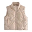 Gilet da donna con alto colletto e chiusura a bottoni a pressione su tutta la lunghezza con tasche verticali sui lati e trapuntatura orizzontale 5