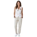 Gilet da donna con bottoni e scollatura a V con ricami floreali davanti e dietro con cintura regolabile e fibbia metallica sul retro 5