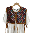 Gilet da donna con motivo e allacciatura taglia universale cotone cashmere senza maniche per stratificazione abbigliamento leggero quotidiano 2