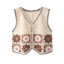 Gilet da donna con motivo e bottoni taglia universale in poliestere senza maniche per stratificazione abbigliamento leggero per uso quotidiano 2