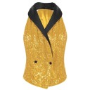 Gilet da donna con paillettes e colletto a revers senza maniche in poliestere taglio elegante per occasioni sociali e outfit serali 8