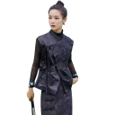 Gilet da donna con ricamo e lacci laterali senza maniche in poliestere taglio elegante per uso sociale e stratificazione alla moda 4