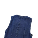 Gilet da donna in denim senza maniche con bottoni in cotone e poliestere blu per uso quotidiano e layering in città 4