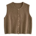 Gilet da donna in maglia con bottoni cardigan lavorato a maglia senza maniche con scollatura rotonda e chiusura a tutta lunghezza 9
