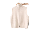 Gilet da donna lavorato a maglia con colletto e zip senza maniche in poliestere e acrilico taglio comodo per l'uso quotidiano e per il layering 2