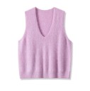 Gilet da donna lavorato a maglia con scollatura a V senza maniche taglia universale cashmere lana blu fine maglia per uso quotidiano 8