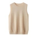 Gilet da donna lavorato a maglia senza maniche con scollo rotondo in lana maglia liscia per l'uso quotidiano e il layering 5