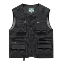 Gilet da uomo con tasche con zip e chiusura con zip in nylon e poliestere per pesca, escursionismo, lavoro all'aperto e uso quotidiano 2