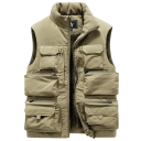 Gilet da uomo imbottito con pelliccia interna e tasche con colletto a zip in poliestere ed elastan per escursionismo, pesca e lavoro all'aperto 1