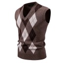 Gilet da uomo lavorato a maglia con scollo a V e motivo geometrico in poliestere nylon senza maniche per uso quotidiano, da sovrapporre 6