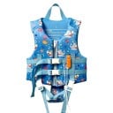 Gilet de sauvetage pour enfants garçons bleu avec des requins gilet de flottaison à zip avec deux boucles ceinture entrejambe poignée et sifflet 1