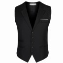 Gilet élégant pour homme avec col à boutons, poches et poche poitrine Gilet uni pour occasions spéciales Différentes couleurs Coton Polyester 3