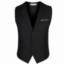 Gilet élégant pour homme avec col à boutons, poches et poche poitrine Gilet uni pour occasions spéciales Différentes couleurs Coton Polyester 3