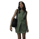 Gilet elegante da donna in tinta unita con scollatura a O Chiusura con bottoni Gilet in poliestere senza maniche per uso quotidiano e formale 16