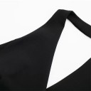 Gilet elegante da donna in tinta unita con scollatura a V e tasche Gilet in poliestere alla moda con spalline intorno al collo e lacci sul retro 4