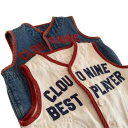 Gilet en jean pour enfants Printemps et automne Gilet en coton pour garçons et filles Avec l'inscription Cloud Nine Best Player Gilet coloré à boutons en polyester 2