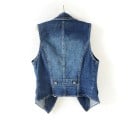 Gilet en jean pour femme avec col à revers Bleu Effet délavé Fermetures éclair obliques avec pendentifs décoratifs Boutons métalliques Coton 2