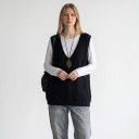 Gilet en tricot ample sans manches pour femmes avec motif en losanges ajouré et décolleté en V taille unique 4
